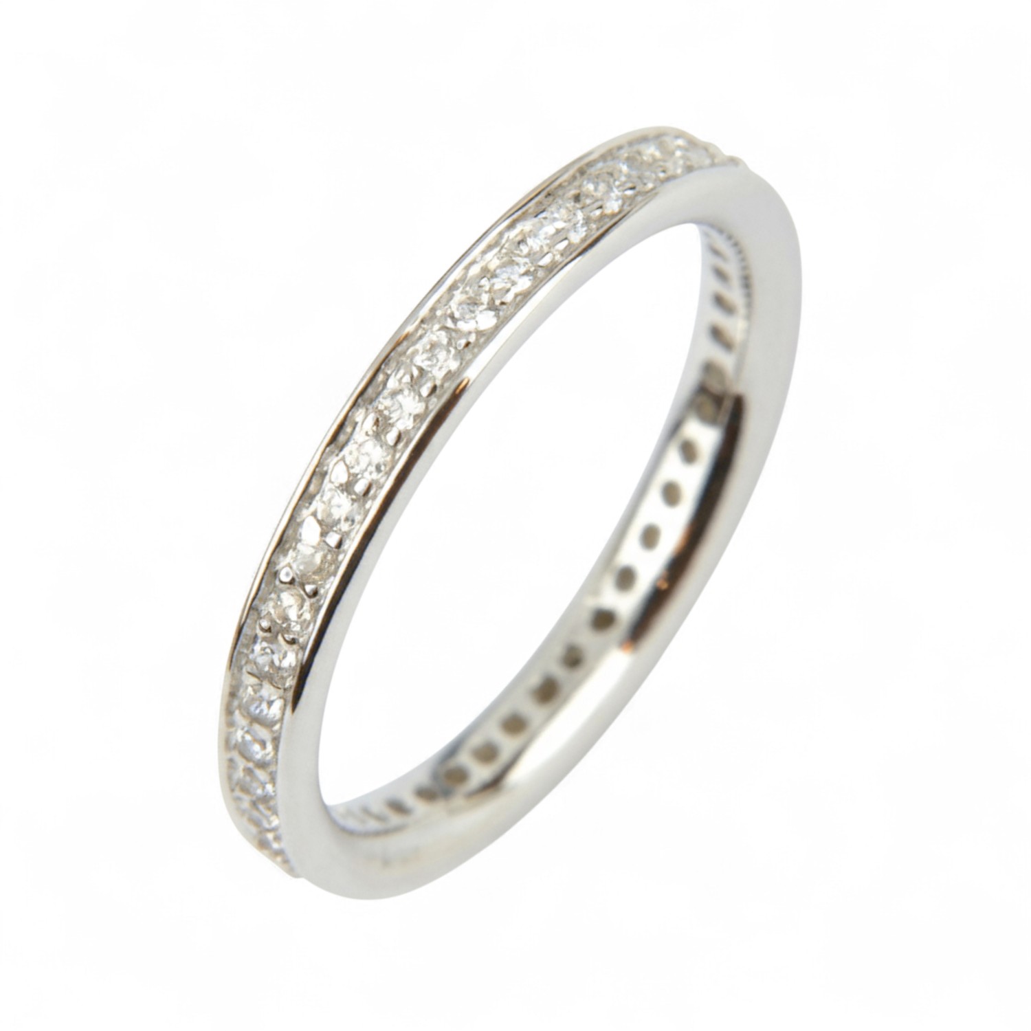 Schmidt Damen Verlobungsring aus 375 Weißgold mit Zirkonia, silberfarben, Ringgröße 52, rundum besetzt