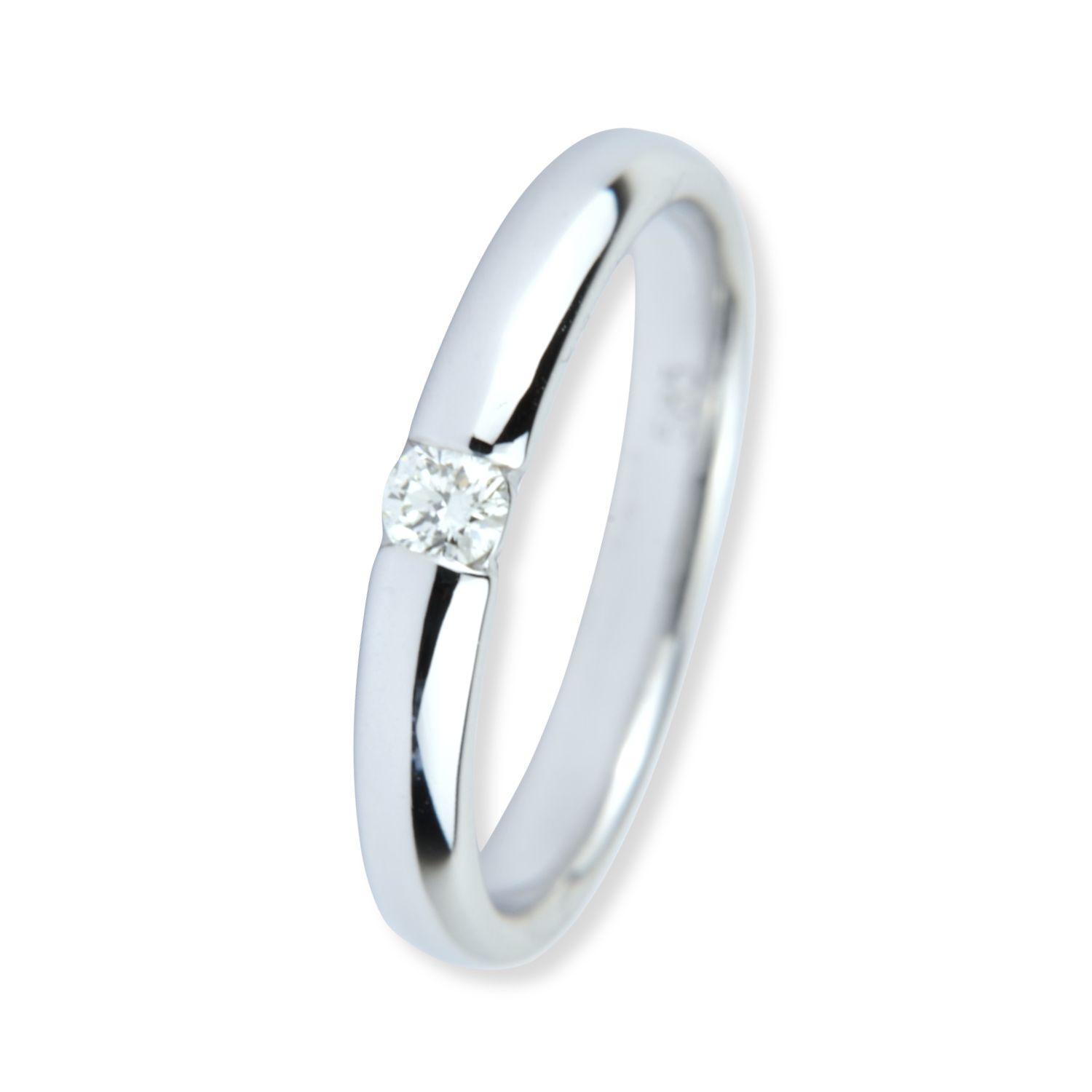Schmidt Weißgold Verlobungsring für Damen, 585er, 0,12ct Brillant, Größe 54