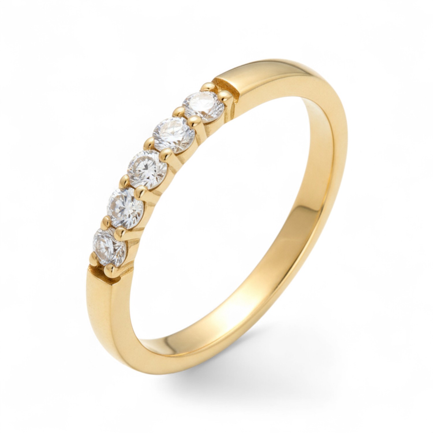 Schmidt Damenring mit 5 Brillanten in Gold 585, Verlobungsring, ca. 2,5mm, Wesselton-Weiß, 0,25ct