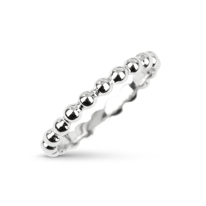 Schmidt Damen Ring Halbkugeln aus 375 Weißgold, silberfarben, ca. 2,6mm breit, Ringgröße 52