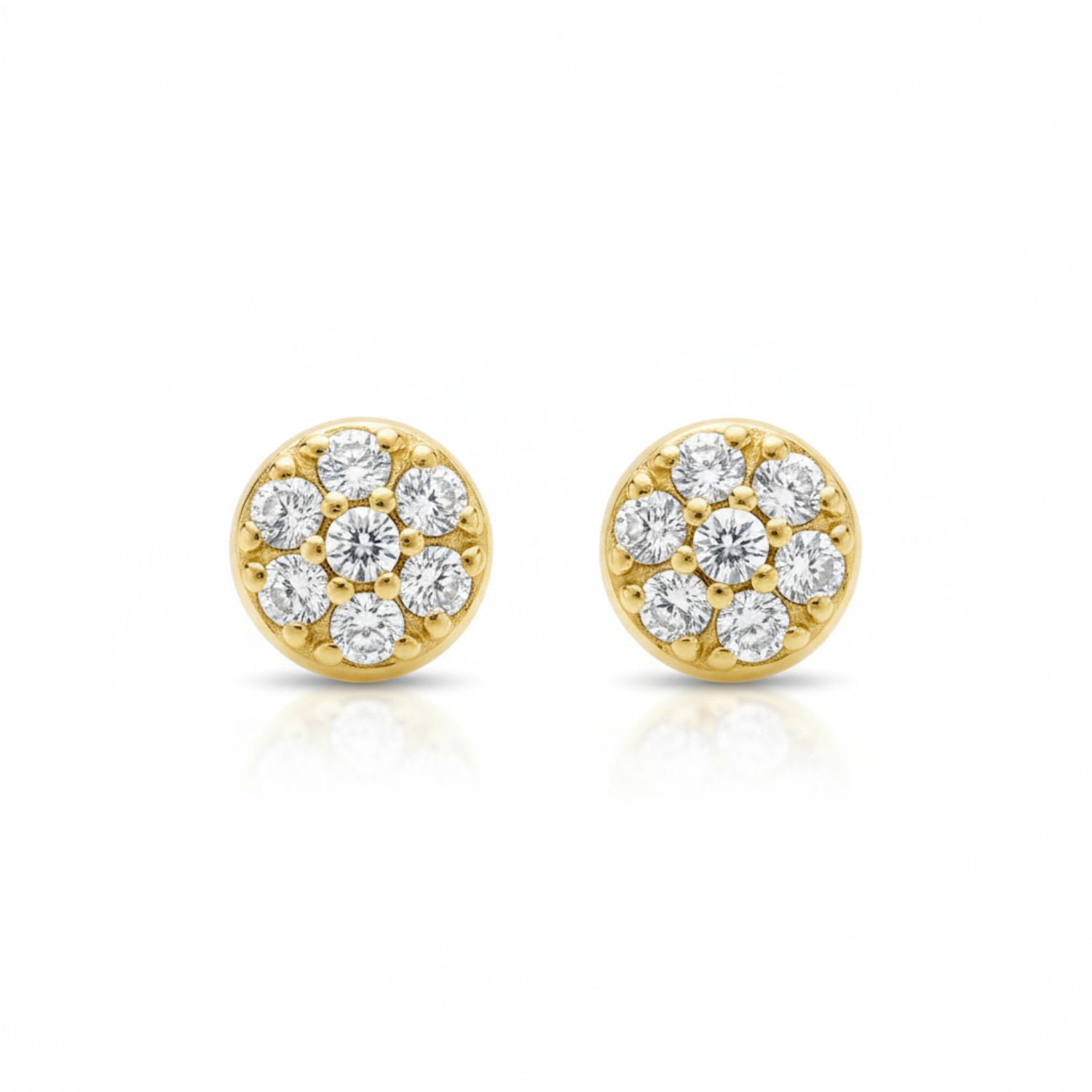 ONE MORE Ohrstecker Damen aus 750er Gold mit 14 Brillanten, 4,3mm, feines Weiß, 0,110 Carat