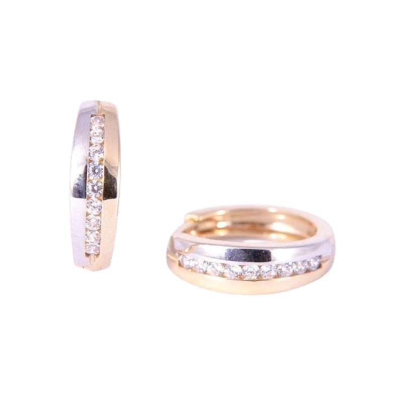 Schmidt Klappcreole Damen Ohrschmuck aus 375 Gold mit Zirkonia, ca. 15mm, goldfarben