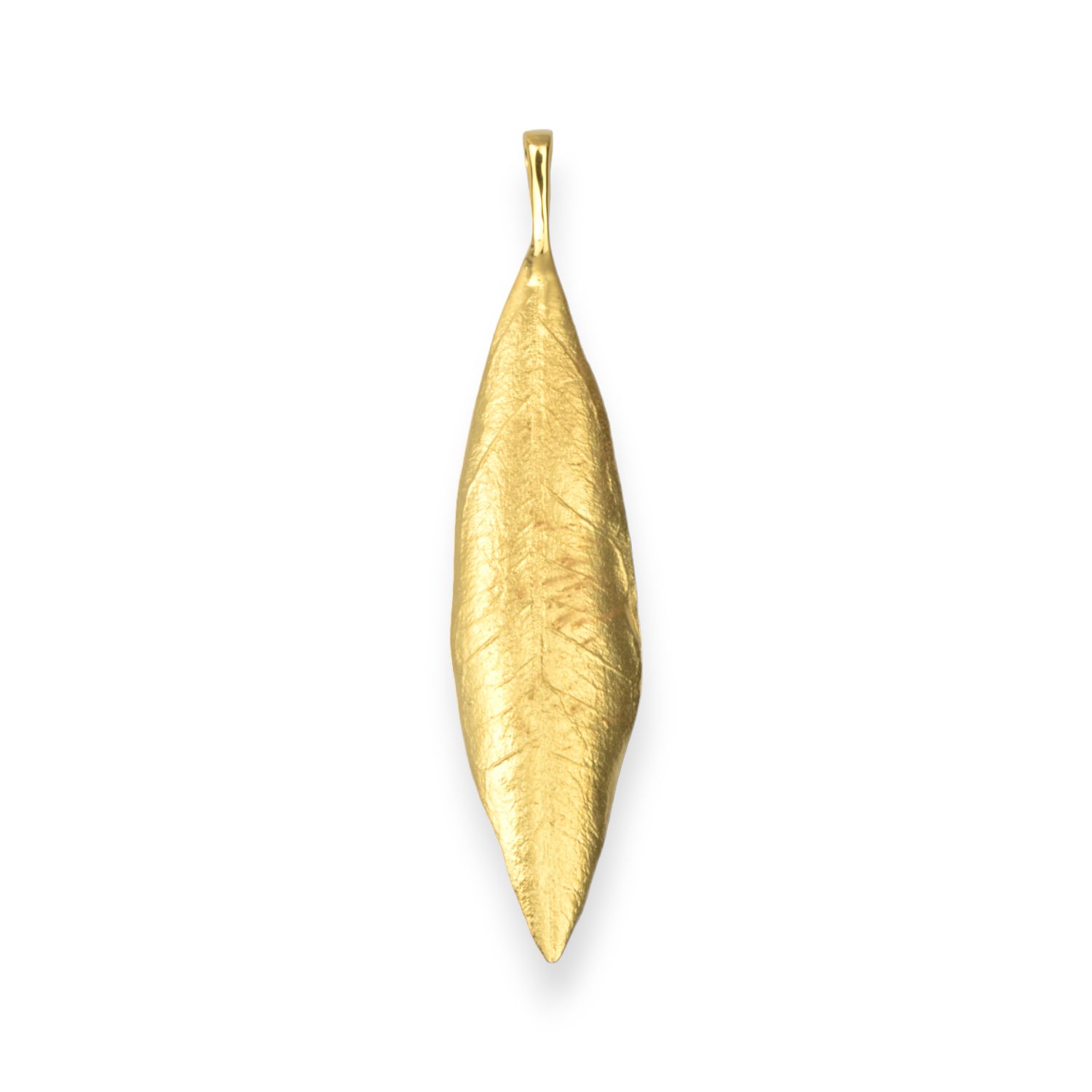 noën Anhänger Blatt Olivia Big Damen 8cm goldfarben aus 925 Silber vergoldet