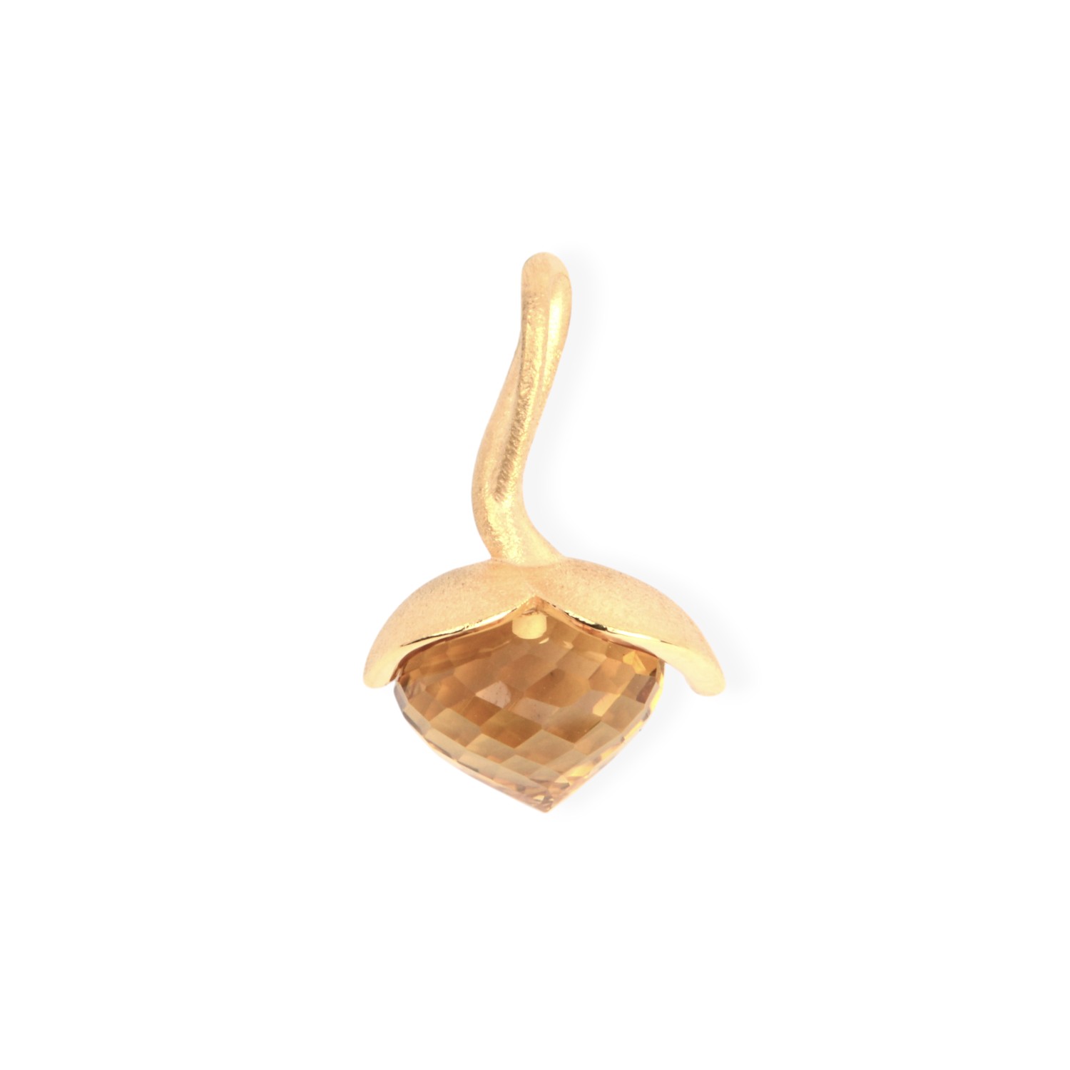 Damen Anhänger von noën mit champagnefarbenem Quarz, 22 mm, vergoldetes Silber 925, goldfarben, dolce medium