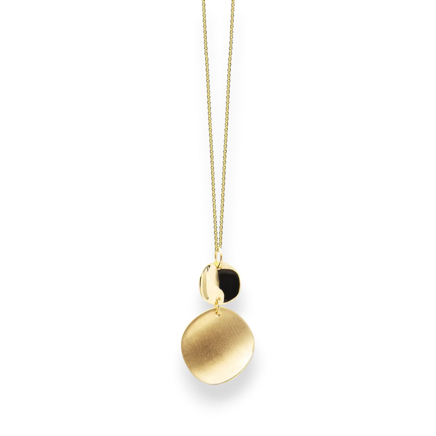 noën Damen Kette mit Anhänger 18mm, 925 Silber vergoldet, 45cm - Circle Mini Midi Gold