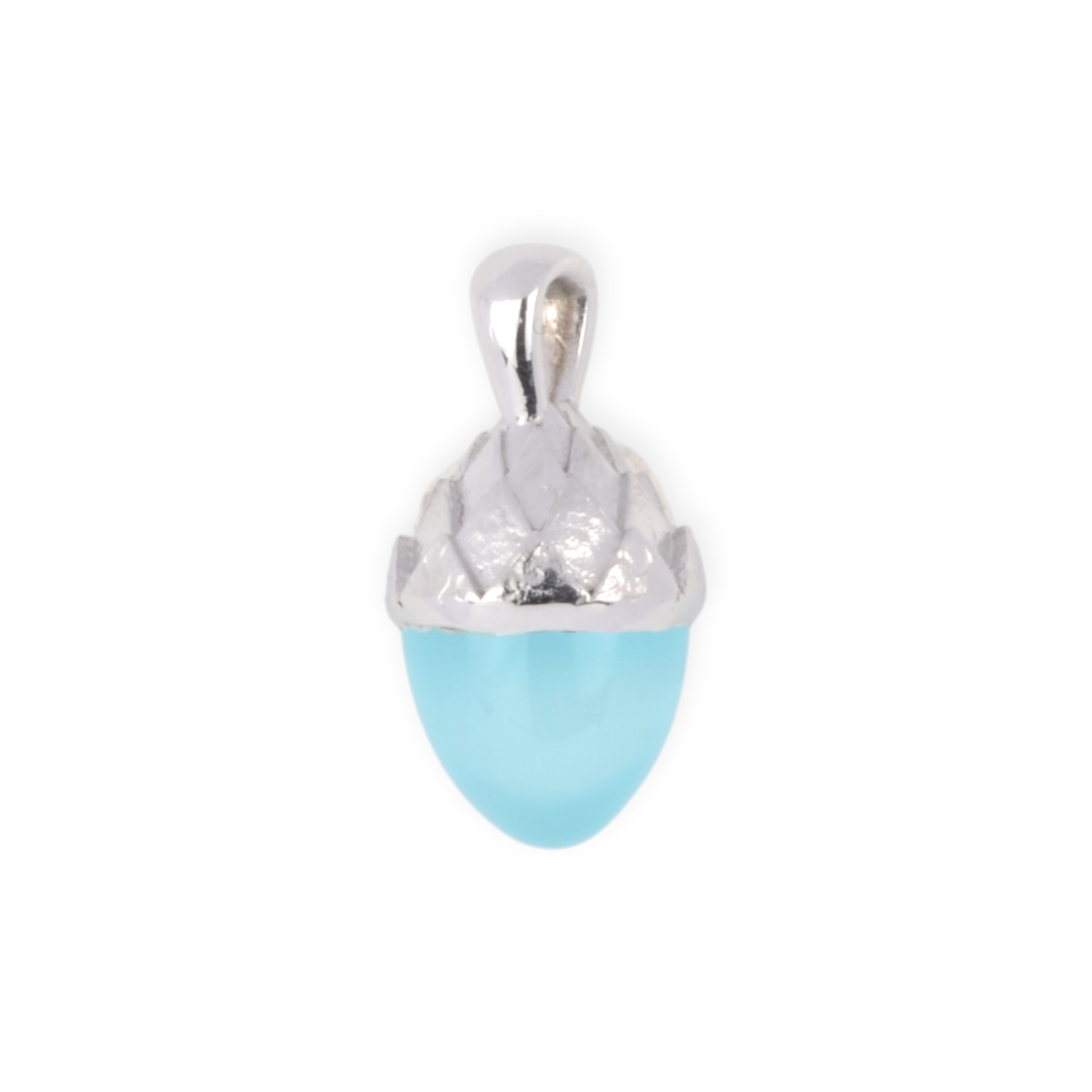 Anhänger Kegel medium Chalcedon von noën – rhodiniertes Silber, elegantes Design für jeden Anlass