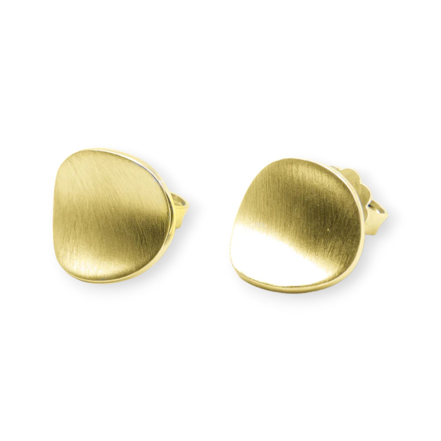 noën Ohrstecker mini mattiert goldfarben aus 925 Silber vergoldet für Damen Ø 11mm