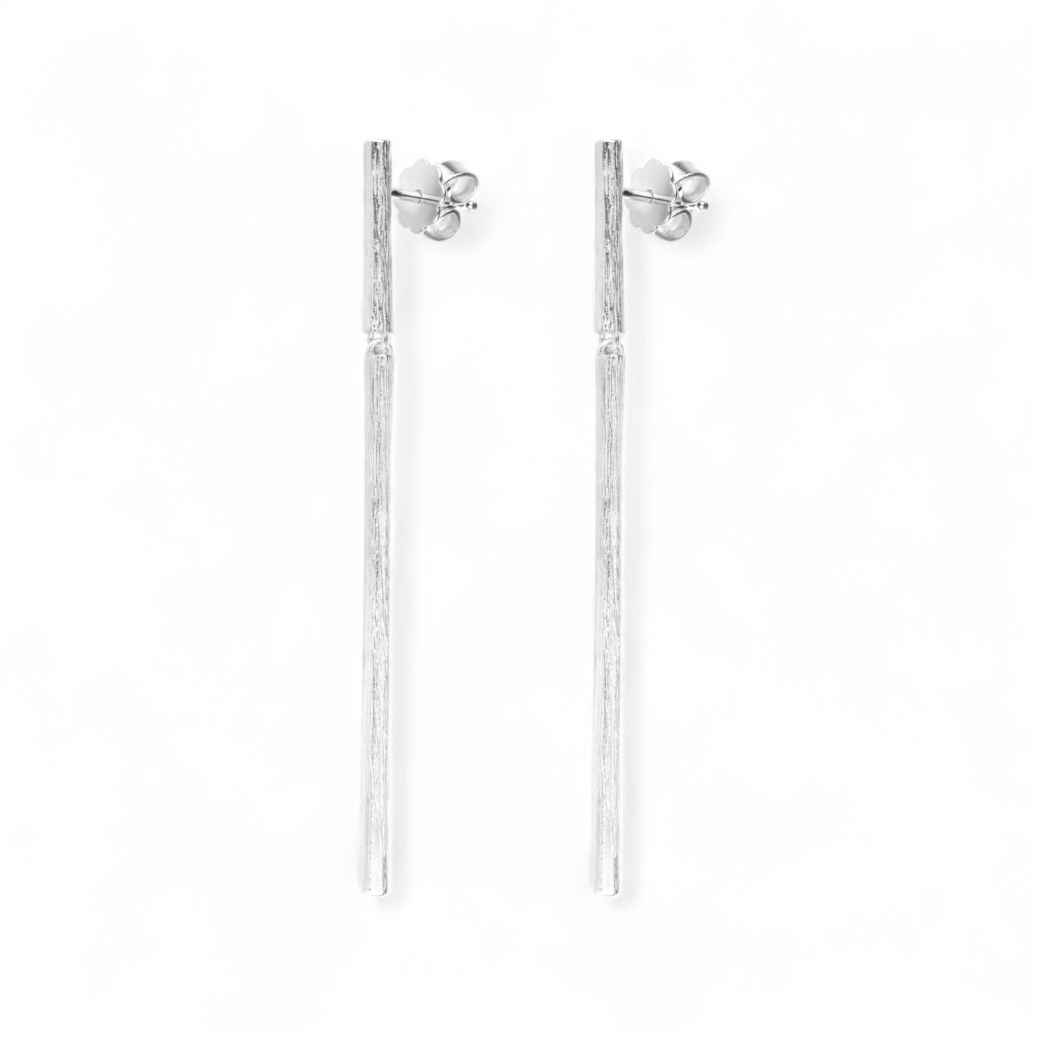 noën Forest Ohrhänger aus 925 Silber für Damen, silberfarben, 59x2,5mm, eleganter Ohrschmuck