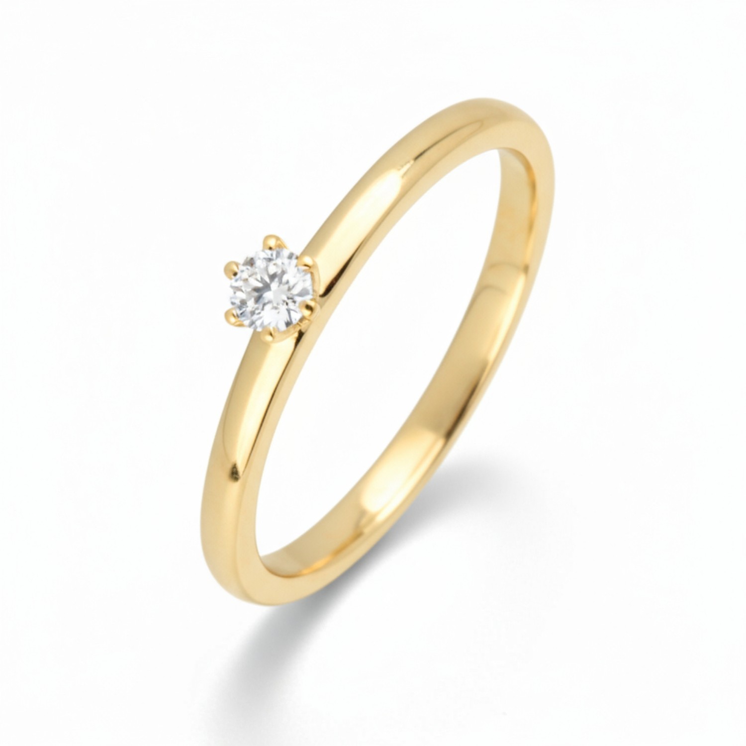 Rubin Verlobungsring Damen 585 Gold mit 0,1 ct Brillant in Top Wesselton - Eleganter Schmuck für den