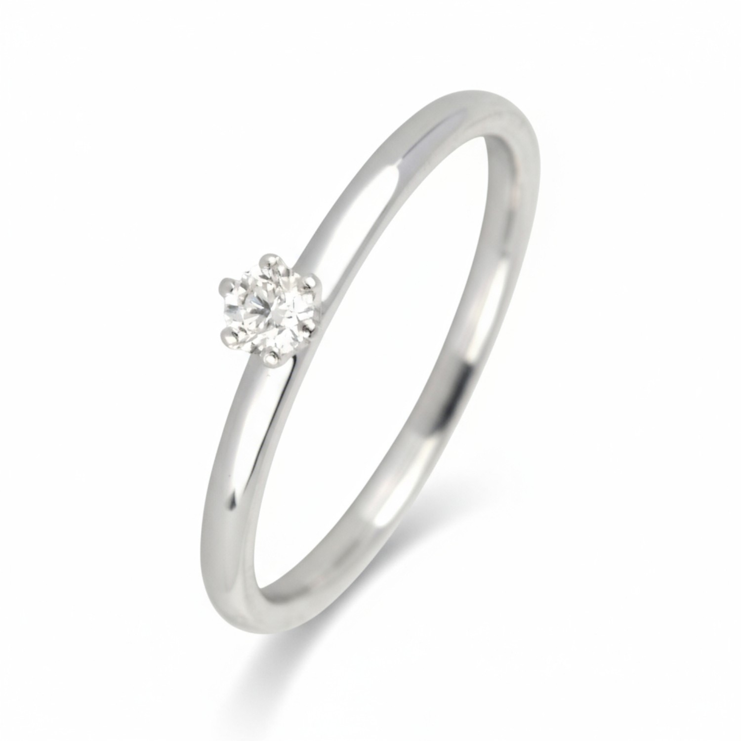 Rubin Verlobungsring aus Platin 950 mit 0,12 ct Brillant-Diamant in Silber für Damen, Ringgröße 54