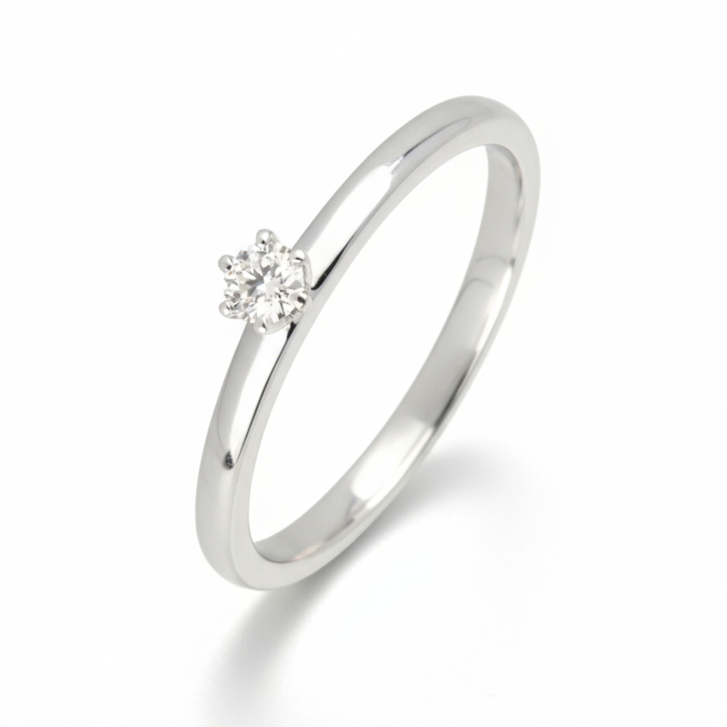 Rubin Verlobungsring Damen aus 585 Weißgold mit 0,1 ct Brillant in Top Wesselton, Ringgröße 52, silberfarben