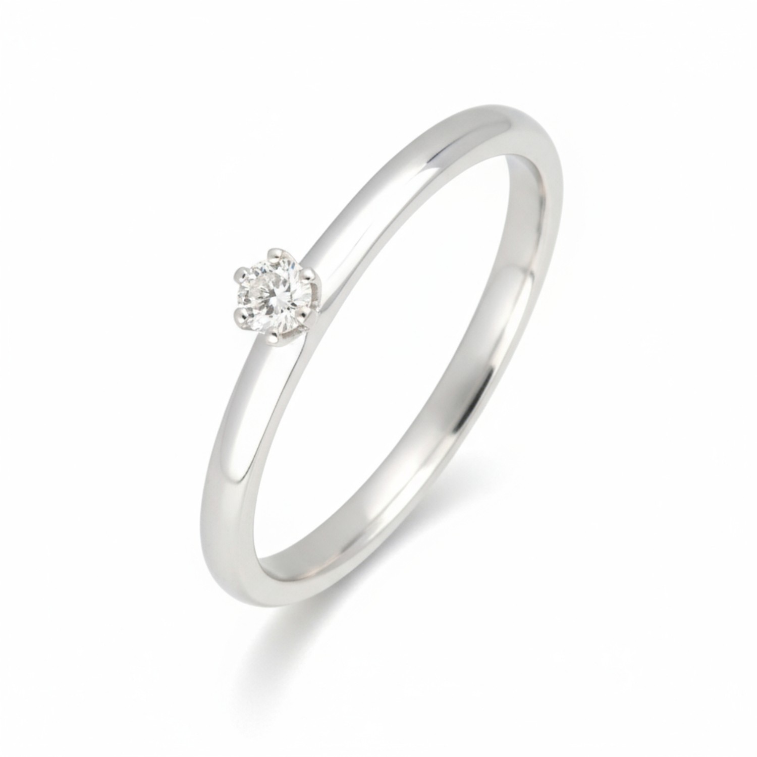 Verlobungsring aus 585 Weißgold mit 0,08 ct Brillant für Damen - Rubin, silberfarben, Ringgröße 53