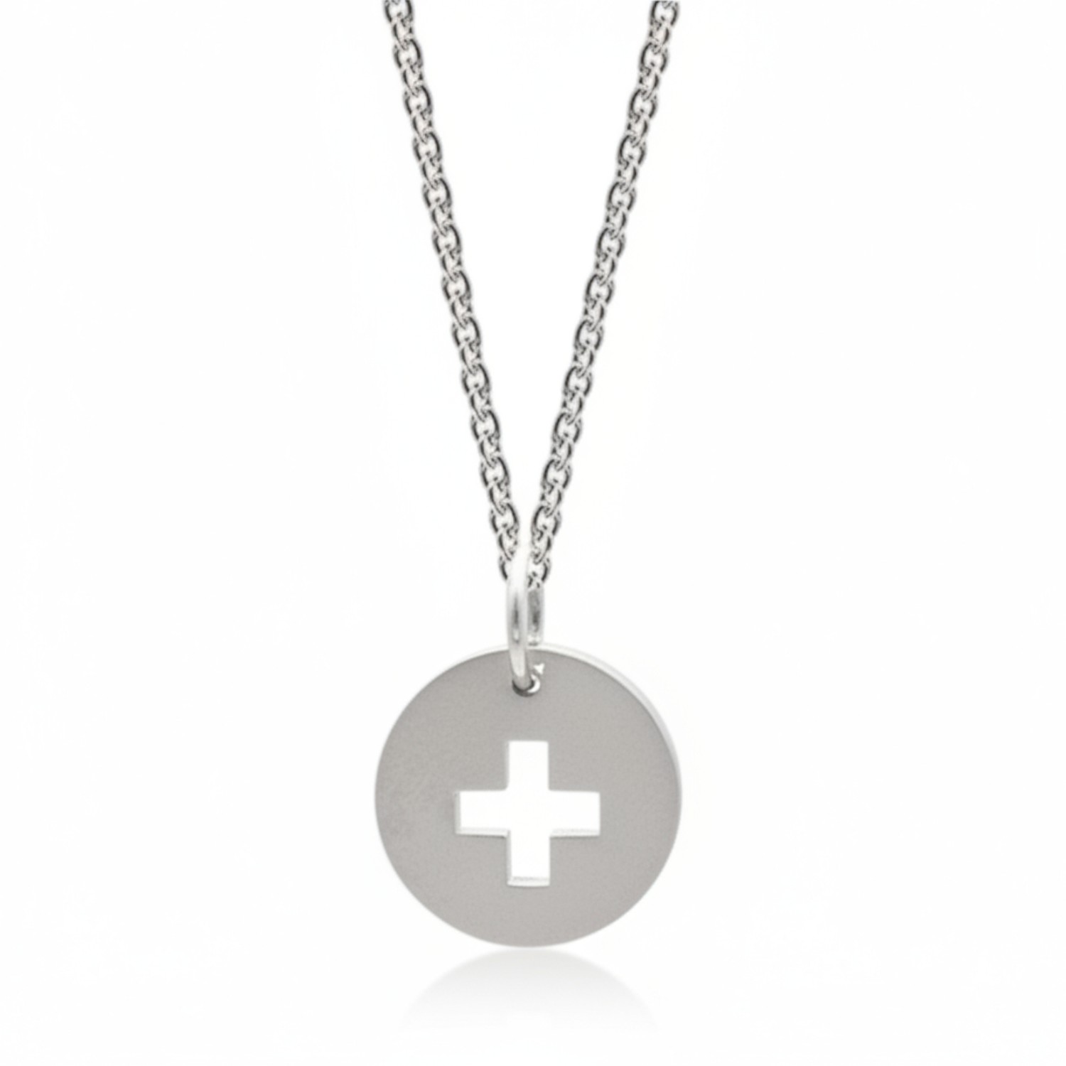 noën Damen Kette mit silberfarbenem Kreuz Anhänger aus 925 Silber, 42/45 cm lang, elegant und modern