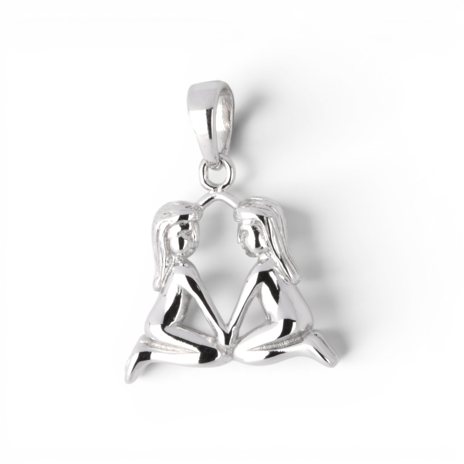Schmidt Sternzeichen Zwillinge Anhänger aus 925 Silber für Damen, Herren und Kinder, 16,3x16,7mm, silberfarben