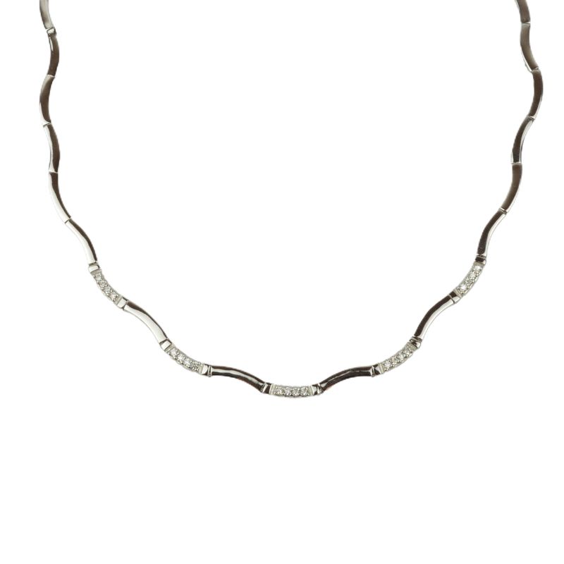 Schmidt Collier Wellenform 925 Silber Damenkette mit Zirkonia, 43cm, silberfarben