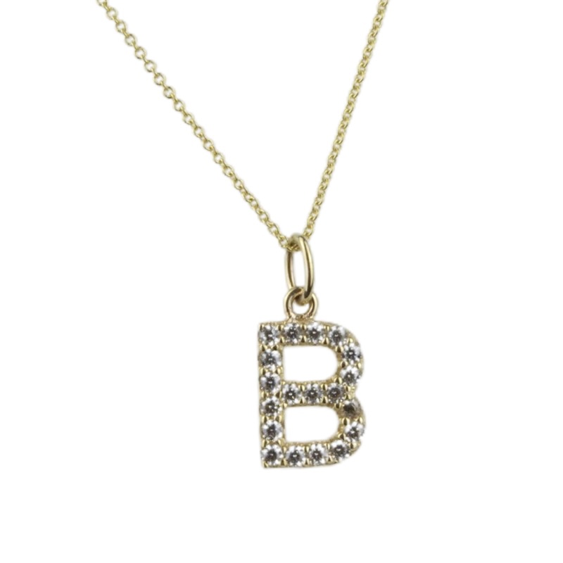 Schmidt Buchstaben Kette B für Damen, goldfarben, 375er Gold, Zirkonia, 45cm lang, elegantes Schmuckstück