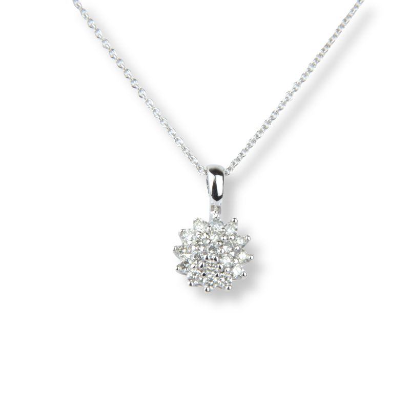Schmidt Anhänger mit Kette für Damen - Weißgold, Blüte & Brillanten, 0,25ct, 42/45cm