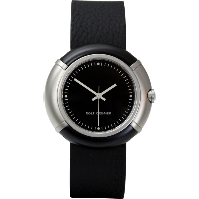 Rolf Cremer Damenuhr Modell Quattro Schwarz Silber Leder Edelstahl Quarz 3 Bar wasserdicht