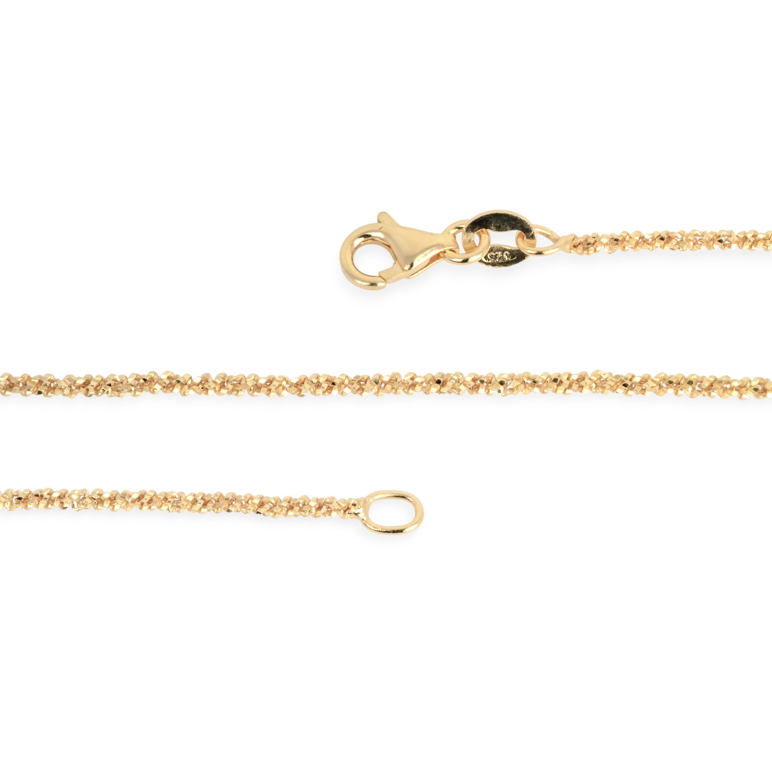 noën Damen Kette mit Karabiner, 45cm, 925 Silber vergoldet, goldfarbene Disco Chain, 1,4mm stark