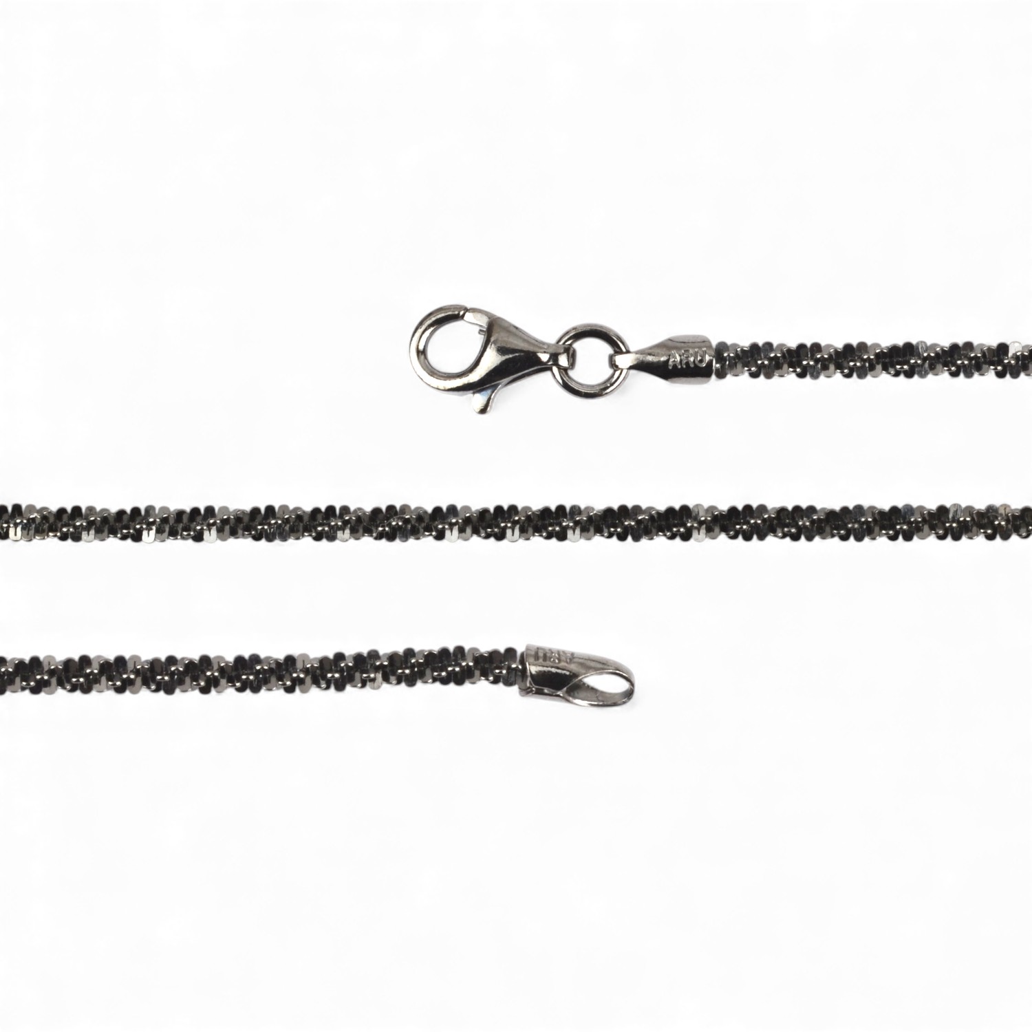 noën Damen Kette mit Karabiner aus 925 Silber, 45cm lang, schwarze Disco Chain, 1,4mm stark