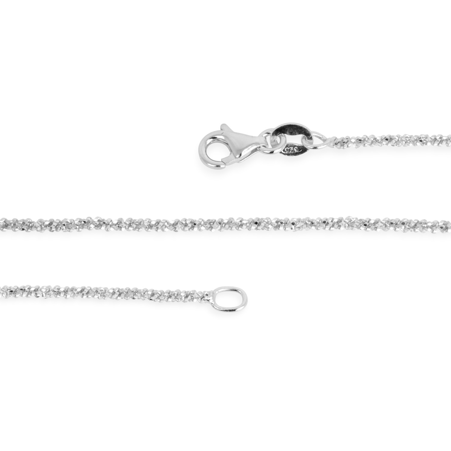 noën Damen Kette mit Karabiner aus 925 Silber, 1,4mm stark, silberfarben, 70/80cm lang - Disco Chain