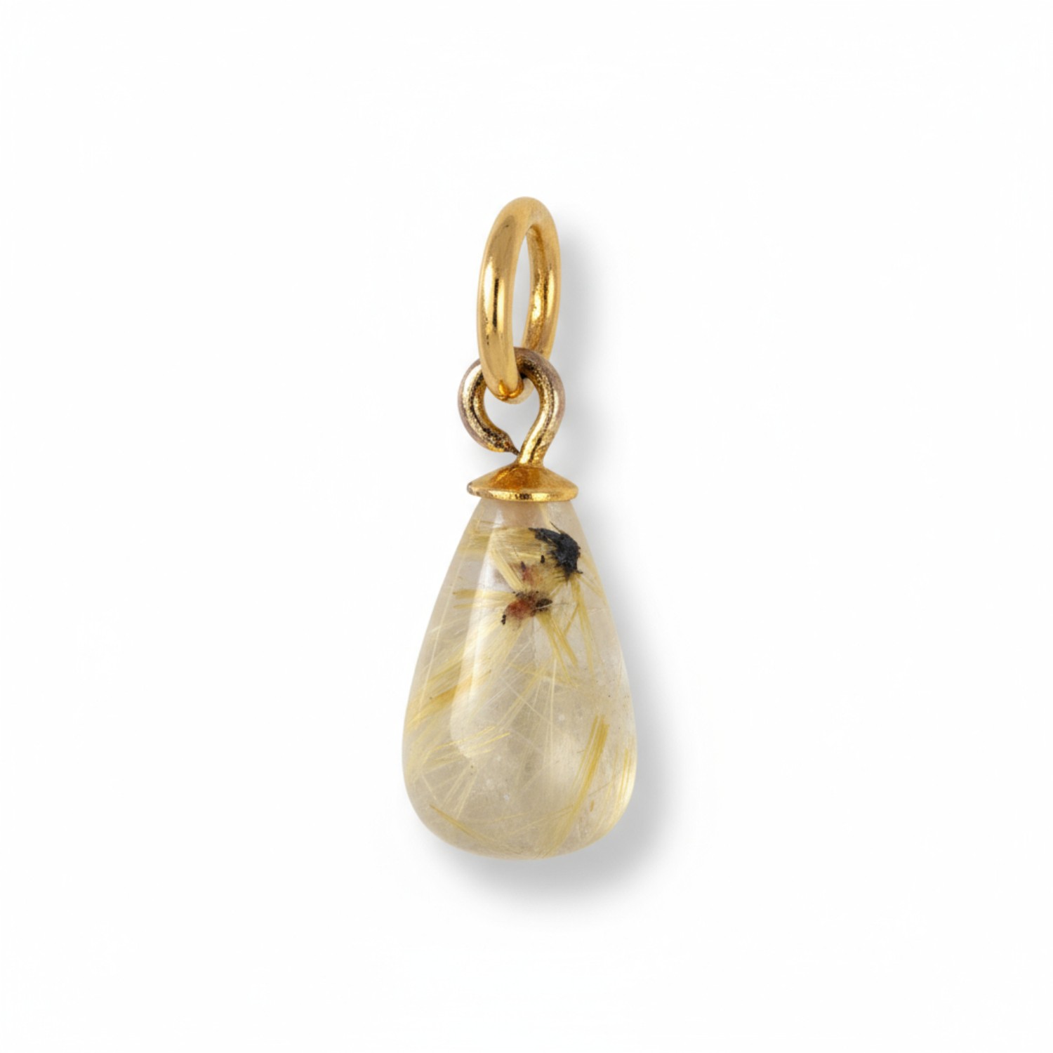 Schmidt Anhänger mit Rutilquarz für Damen, vergoldet, 18,2x6,4mm, goldfarben und gelb, 925 Silber