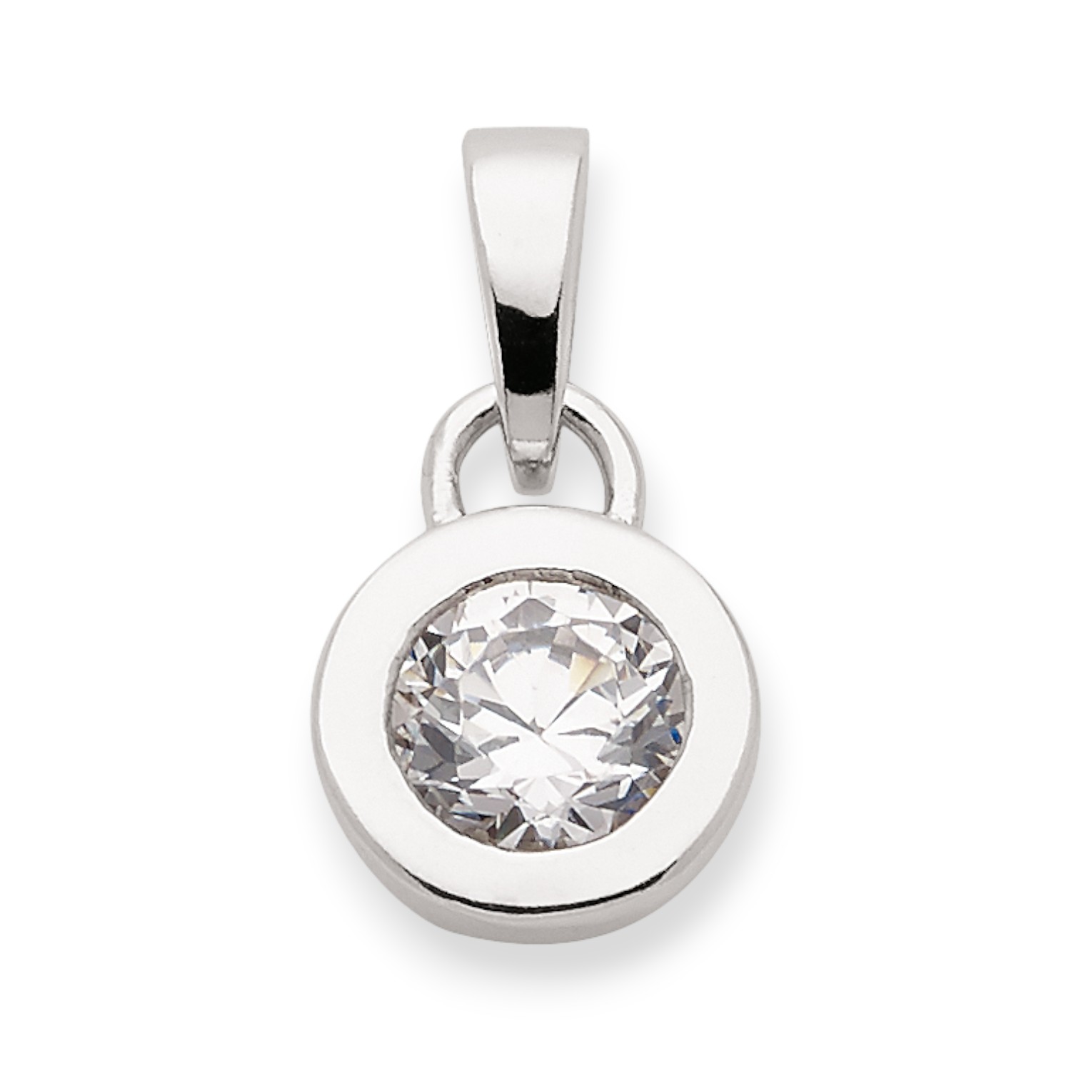 Schmidt Damen Anhänger aus 925 Silber mit Zirkonia, Ø 7mm, silberfarben, eleganter Schmuck für jeden Anlass