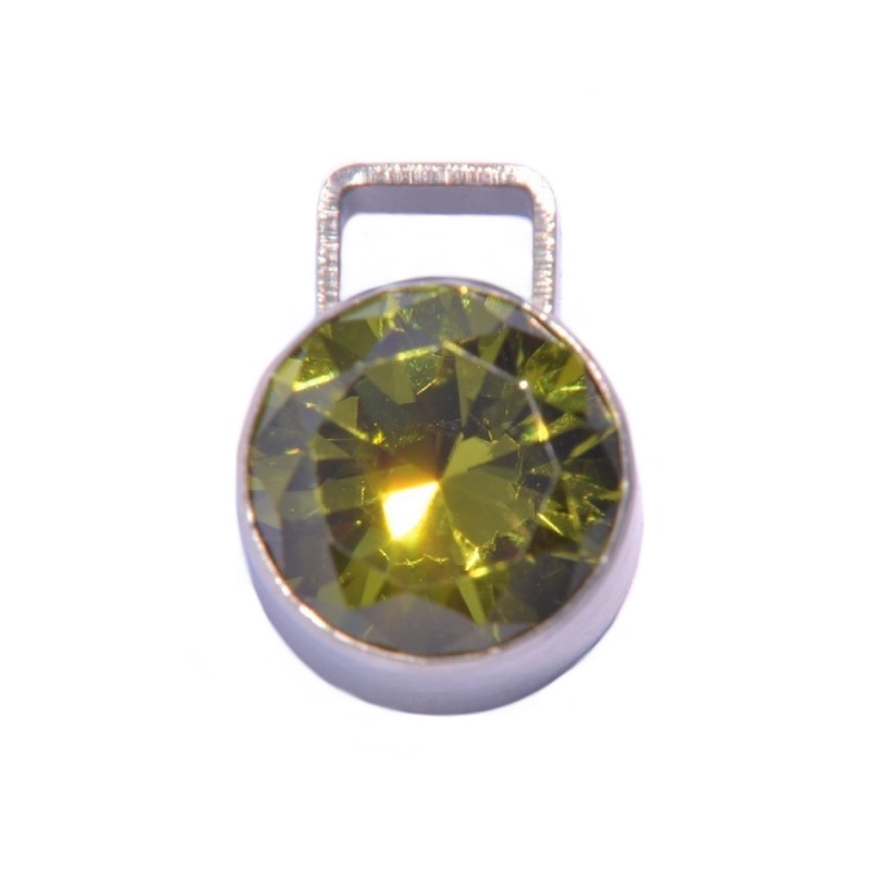 Ernstes Design Damen Anhänger olive, Edelstahl Silber mit grünem Zirkonia