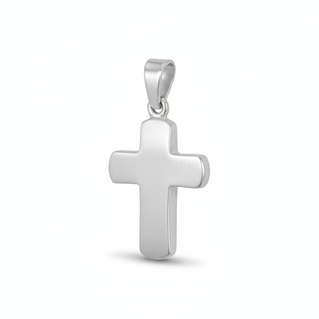 Schmidt Anhänger Kreuz matt aus 925 Silber für Damen, Herren und Kinder, 22x11mm, silberfarben