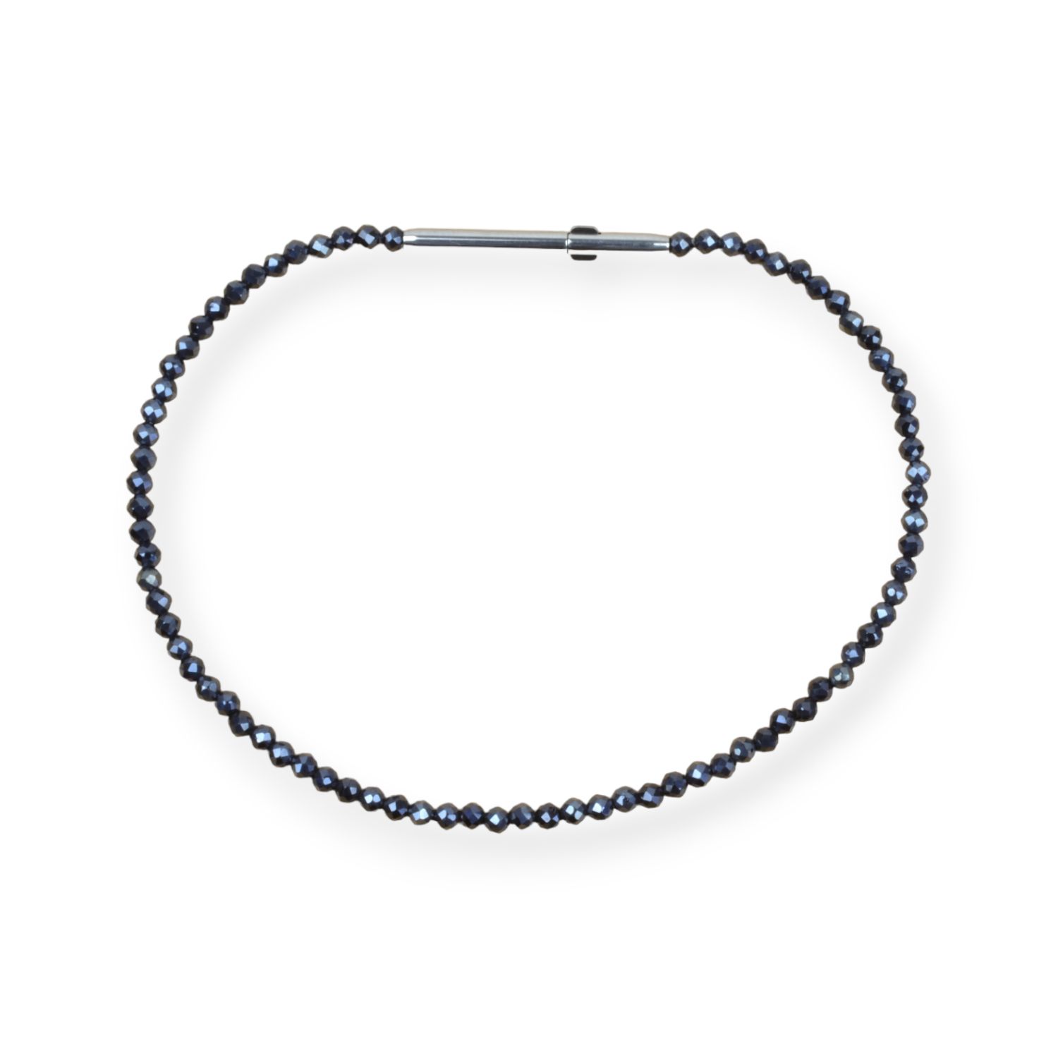 Schmidt Damen Steinarmband aus Edelstahl mit Spinell, silberfarben und schwarz, Ø 2mm, 18 cm lang