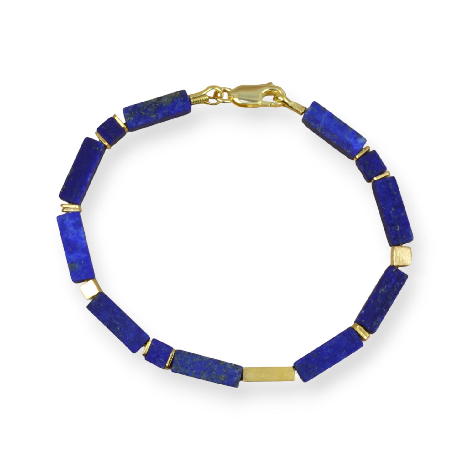 Schmidt Damen Armband mit Lapis Würfel, 925 Silber vergoldet, 19,5 cm, blau-gold, eleganter Armschmuck