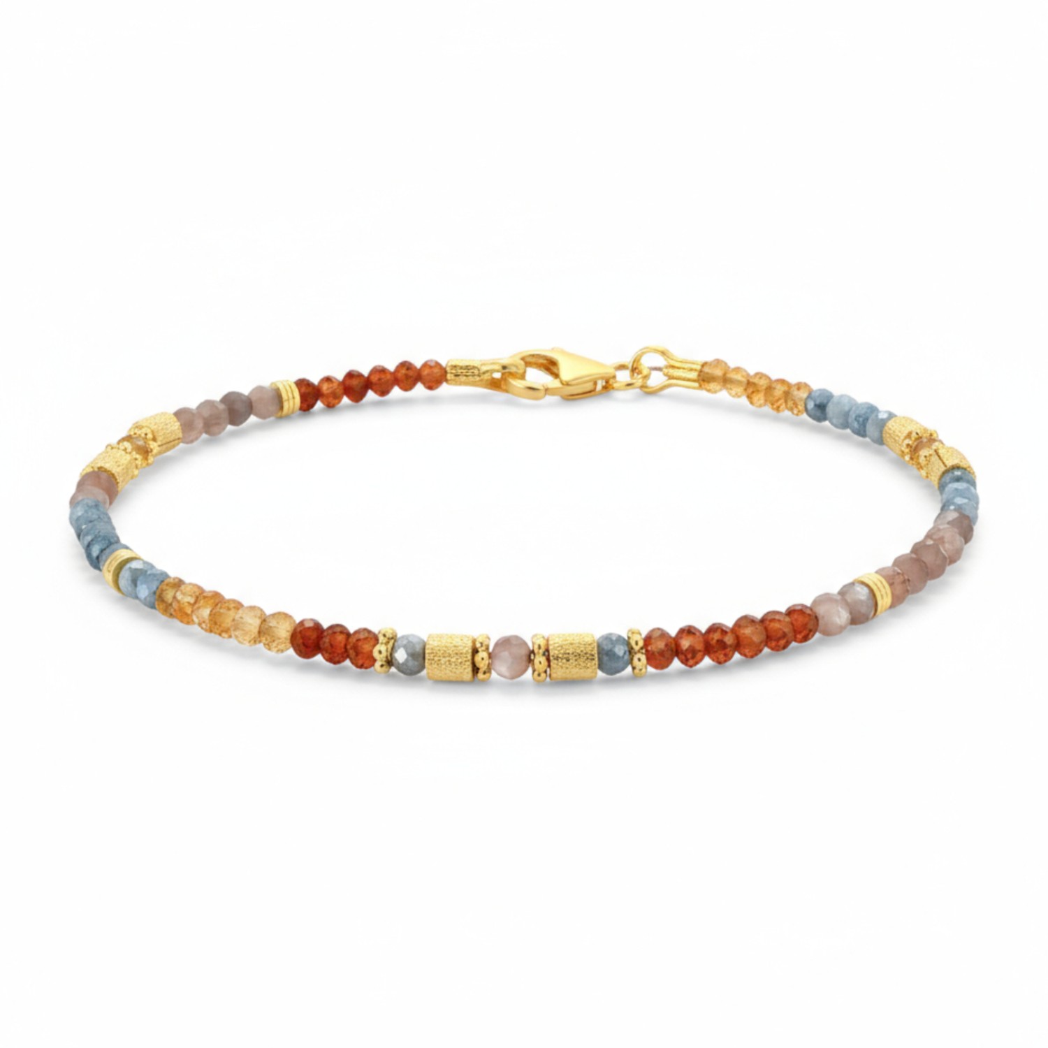 Schmidt Damen Armband mit Citrin, Kyanit & Mondstein, 925 Silber vergoldet, 18,5 cm, goldfarben bunt