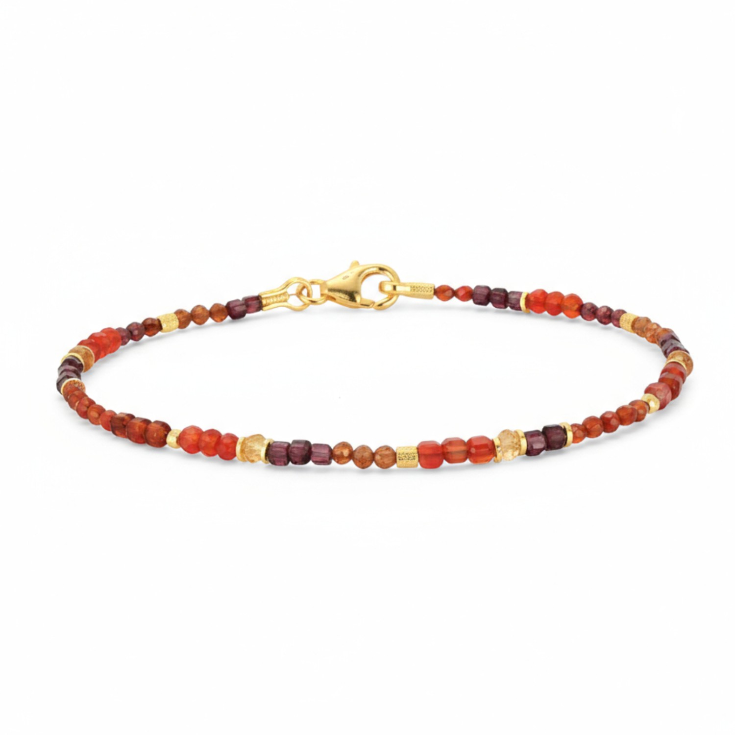 Schmidt Damen Armband aus 925 vergoldetem Silber mit Karneol, Granat und Hessonit, 18,5 cm, gold-rot