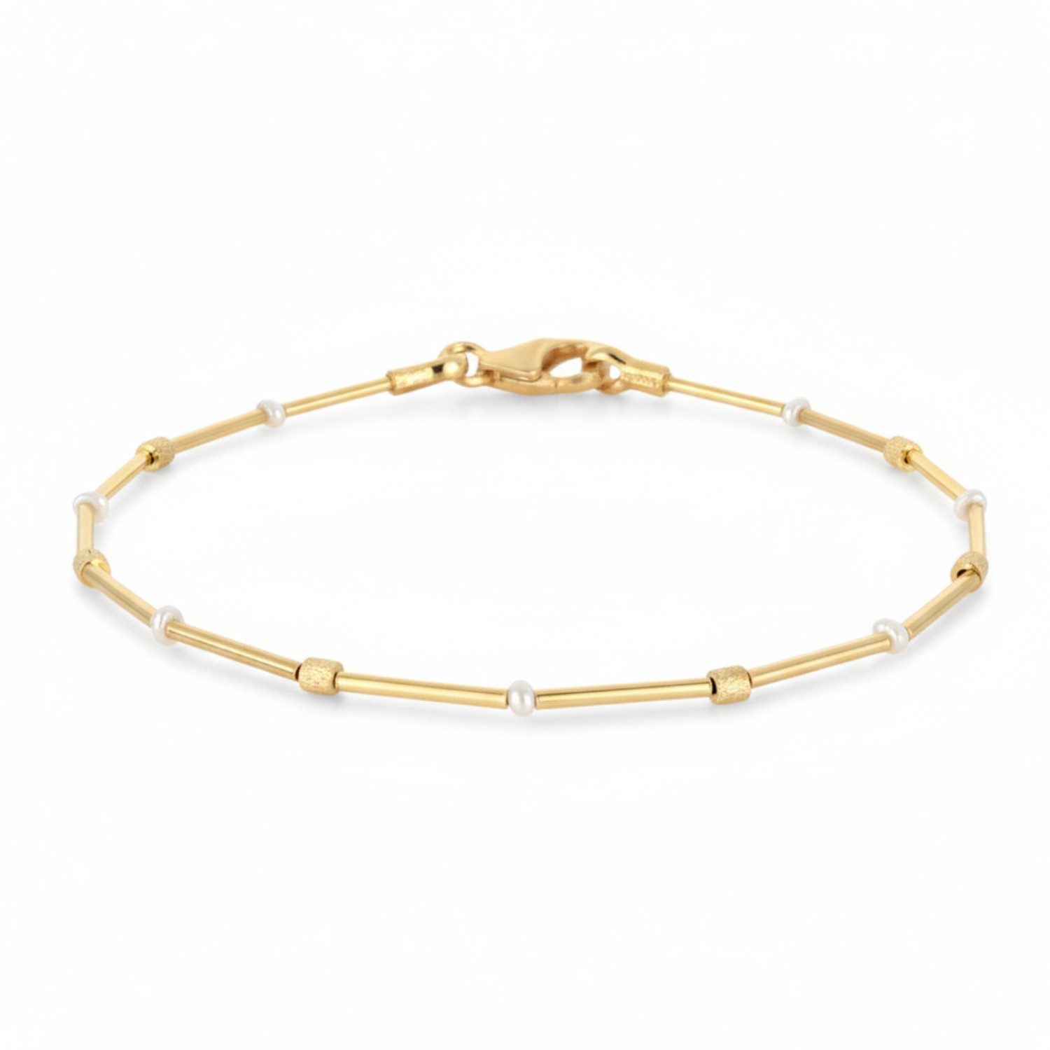Schmidt Damen Armband mit feinen Süsswasserperlen, 925 vergoldet, goldfarben, 18,5 cm, eleganter Armschmuck