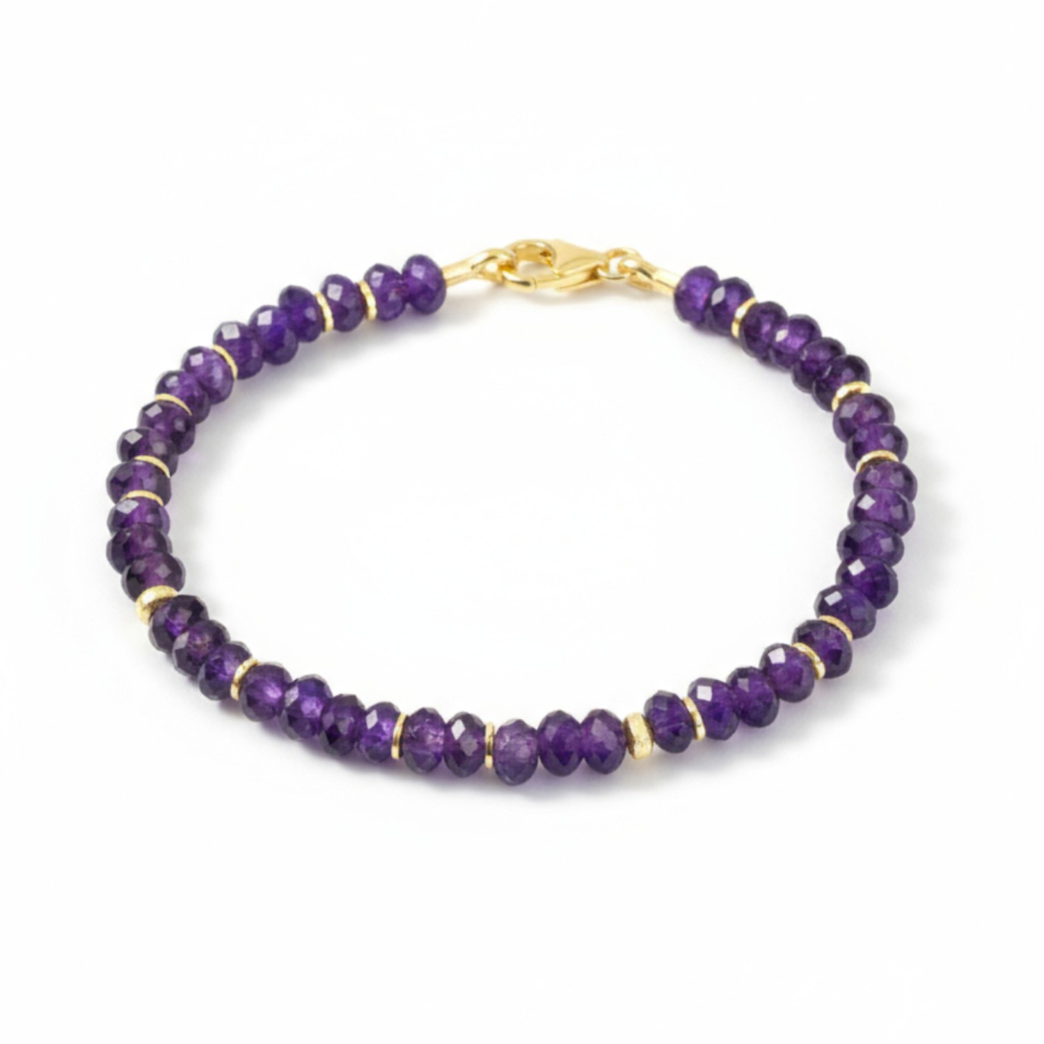 Schmidt Damen Armband aus 925 vergoldetem Silber mit Amethyst, 19cm, goldfarben-violett, 5,8mm breit