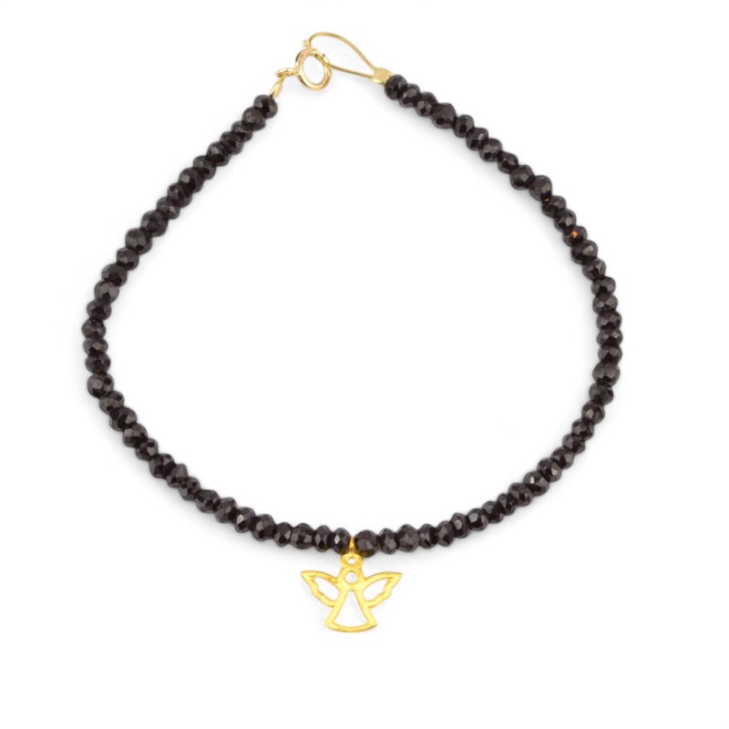 Krinaki Damen Armband aus 585 Gold in Goldfarben und Schwarz, 18 cm Armschmuck für stilvolle Akzente