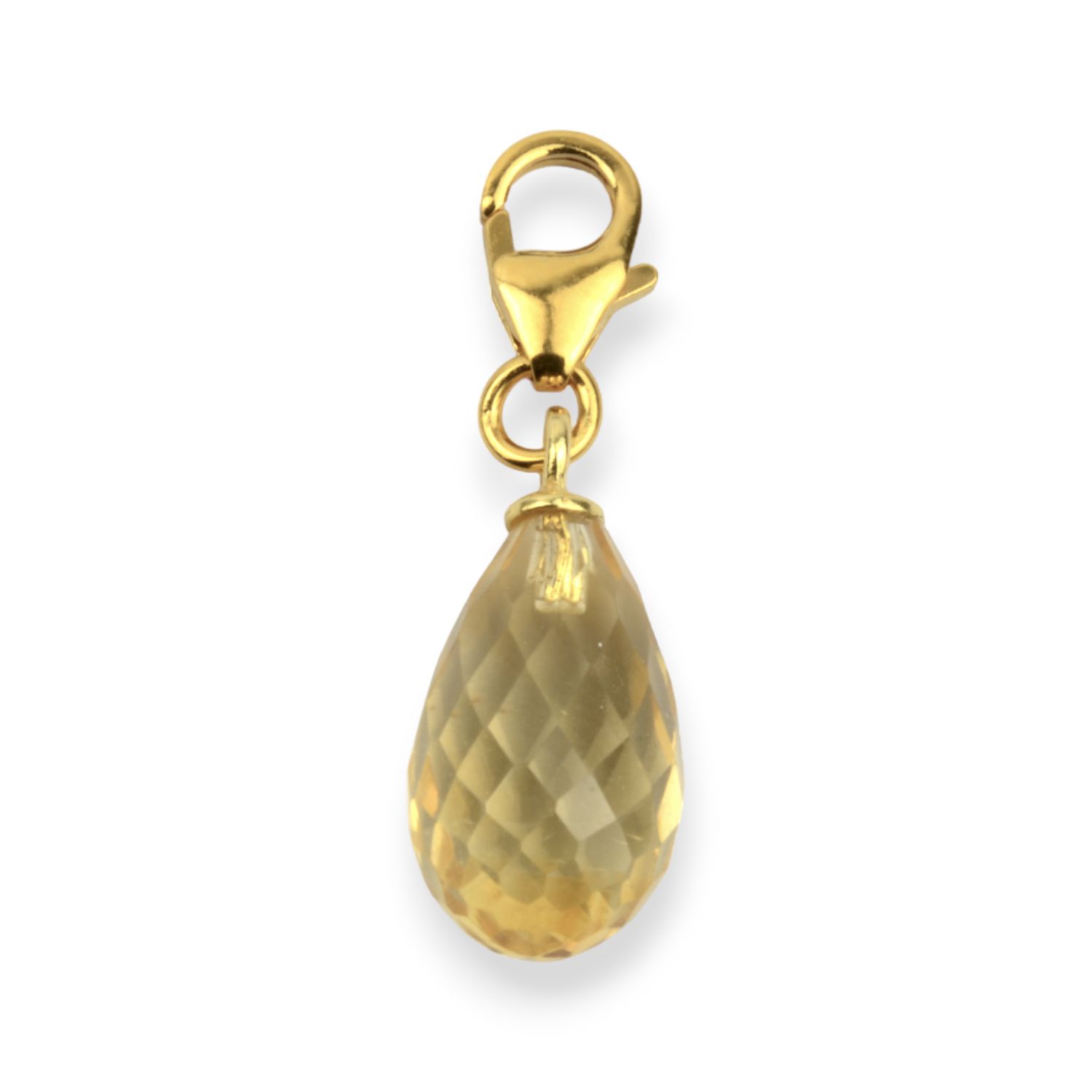 Schmidt Charm-Anhänger Damen aus vergoldetem Silber mit Citrin, goldfarben, 26x8mm