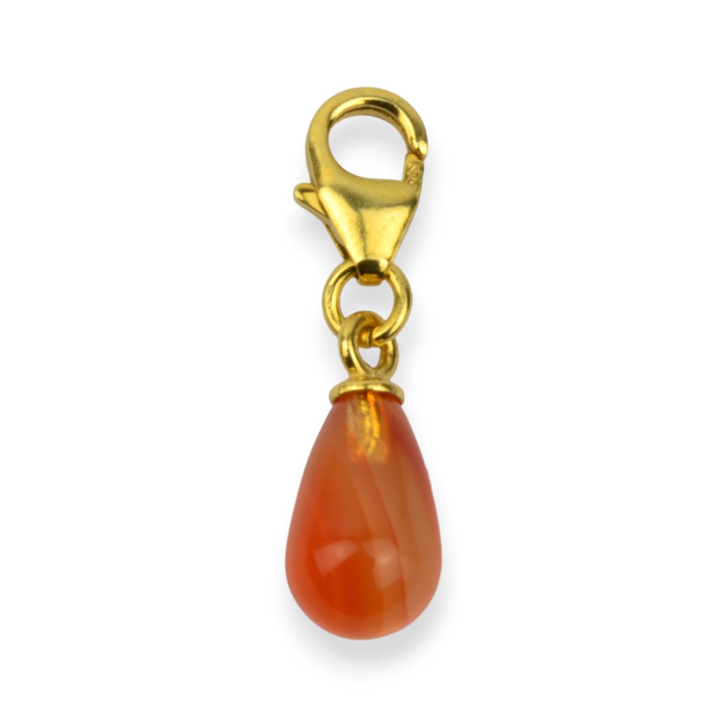 Charm-Anhänger Damen mit Karneol von Schmidt, 925 Silber vergoldet, goldfarben-braun, 22x6mm