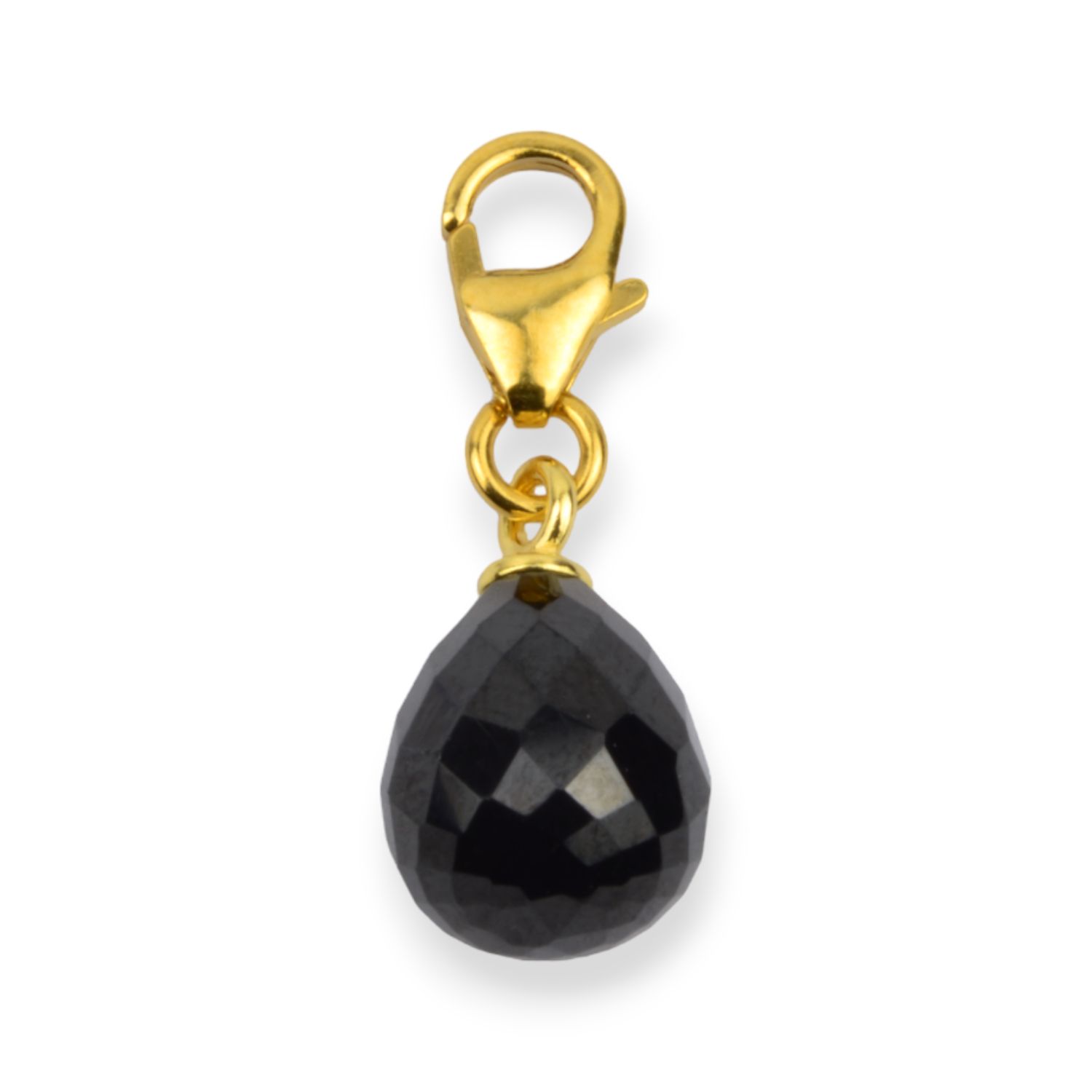 Goldfarbener Charm-Anhänger für Damen mit Spinell aus 925 Silber vergoldet - Schmidt, 22x8mm