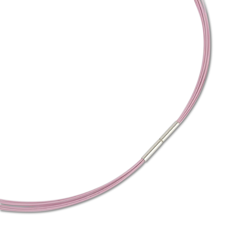Schmidt Halsreif 10fach, Damen, rosa & silber, Edelstahl, 45 cm Kette