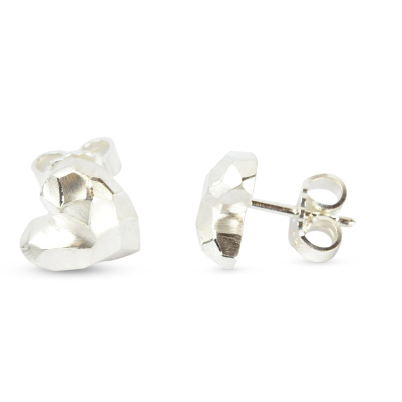 Drachenfels Herzohrstecker Mini aus 925er Silber für Damen, silberfarben, 9,8x9,5mm Ohrschmuck