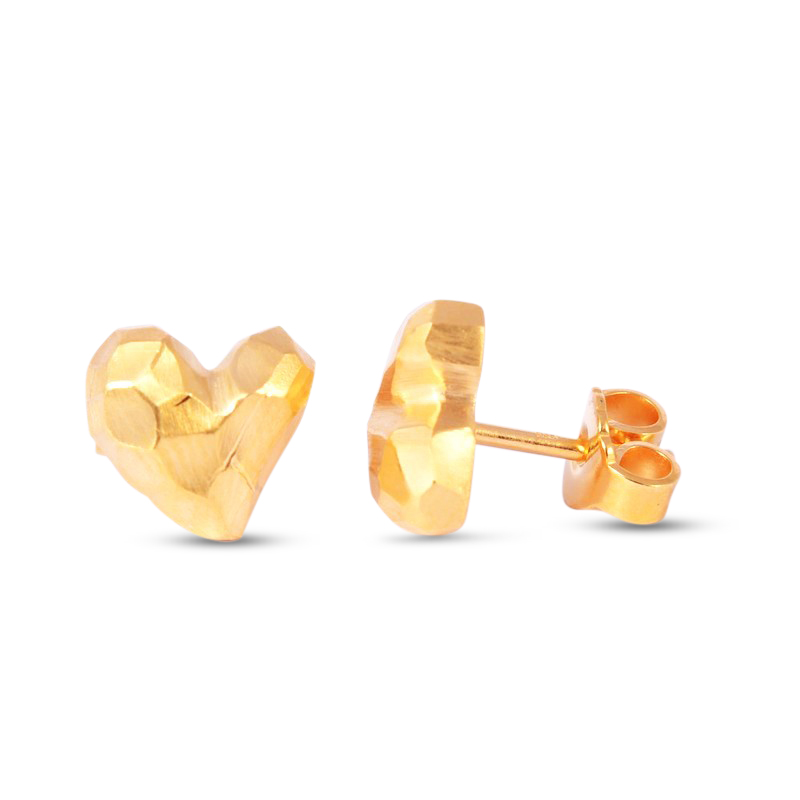 Drachenfels Herzohrstecker Mini in Goldfarben, 925 Silber vergoldet, Damen Ohrschmuck, 9,5x9,8mm