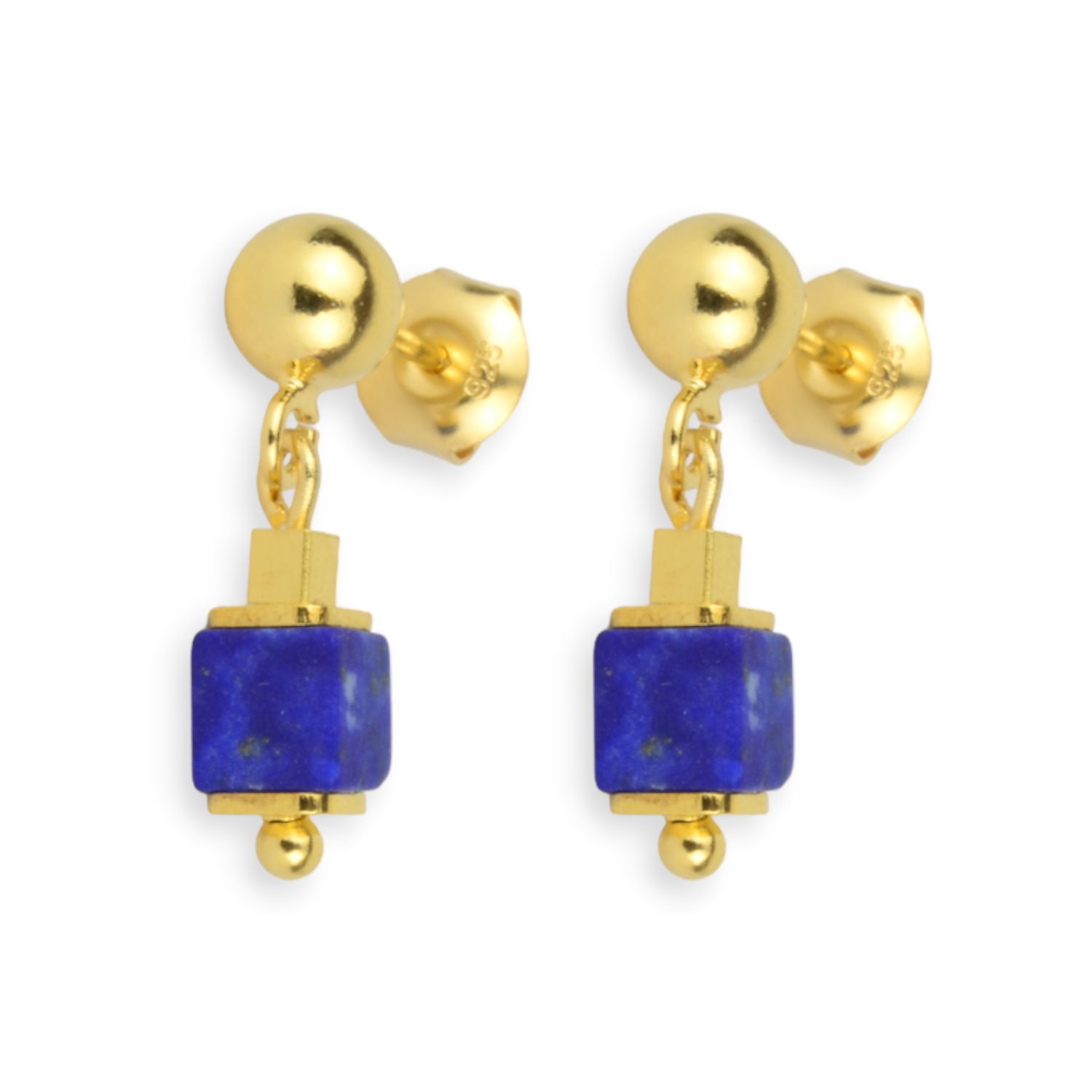 Vergoldete Ohrhänger mit Lapis für Damen – 20mm langer Ohrschmuck von Schmidt in Gold und Blau