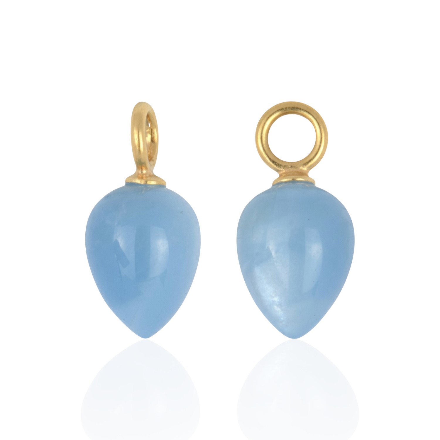 Schmidt Creolen Einhänger aus 925 vergoldetem Silber mit Aquamarin für Damen, goldfarben-blau, 16x8mm