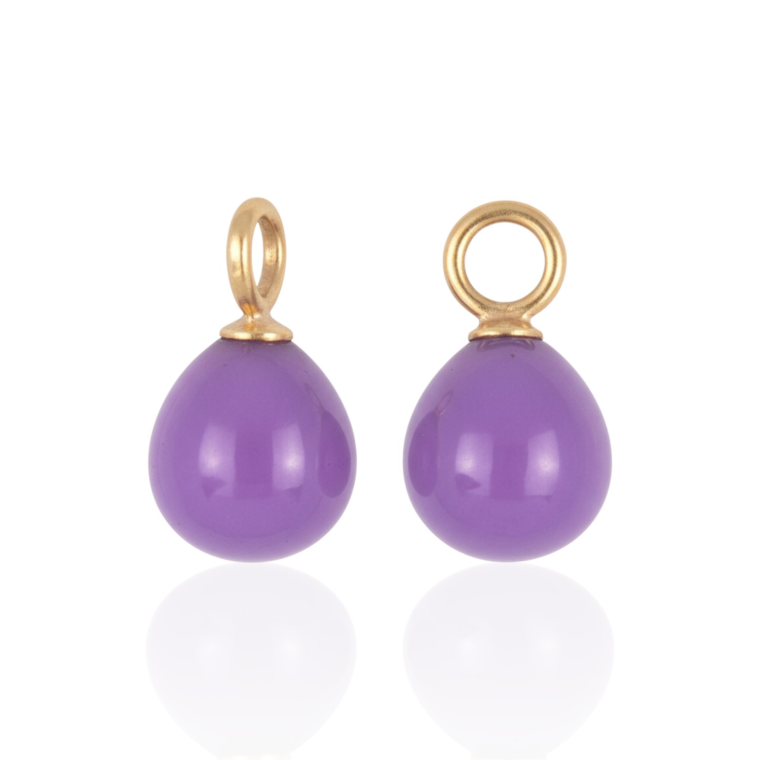 Schmidt Creolen Einhänger aus vergoldetem Silber mit phosphosiderit für Damen, 14,3x8,3mm, gold-violett