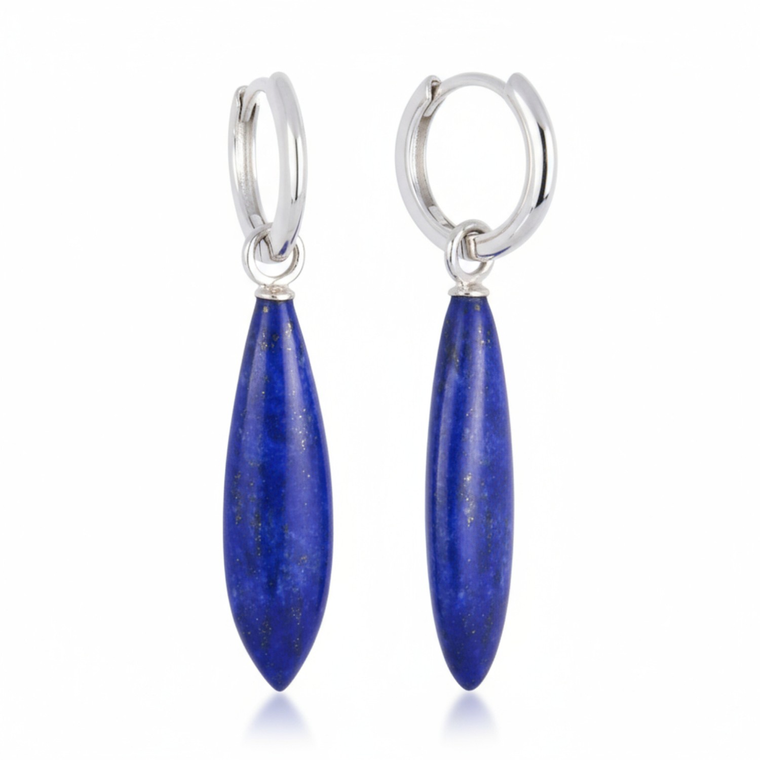 Schmidt Creolen mit Einhänger aus 925 Silber und Lapis für Damen, silberfarben-blau, ca. 46x8,2mm
