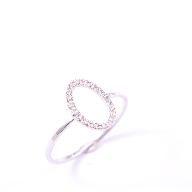 Krinaki Damenring aus 585 Weißgold mit Zirkonia, silberfarben, Ringgröße 52