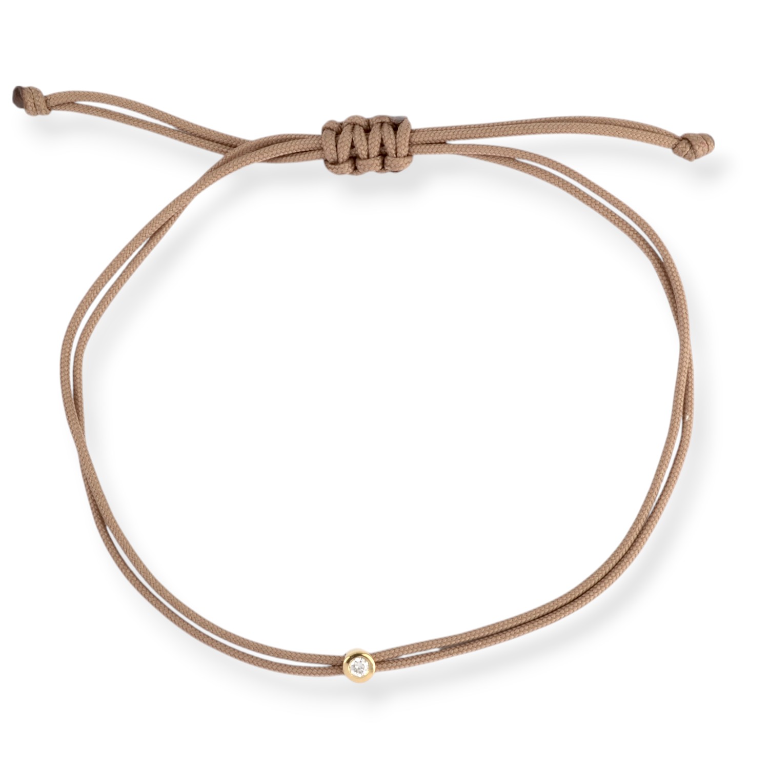 OMONA Double Eco Cord Armband Damen beige Makramee mit 1 Diamant 0,03 ct, vergoldet, 20 cm Armschmuck