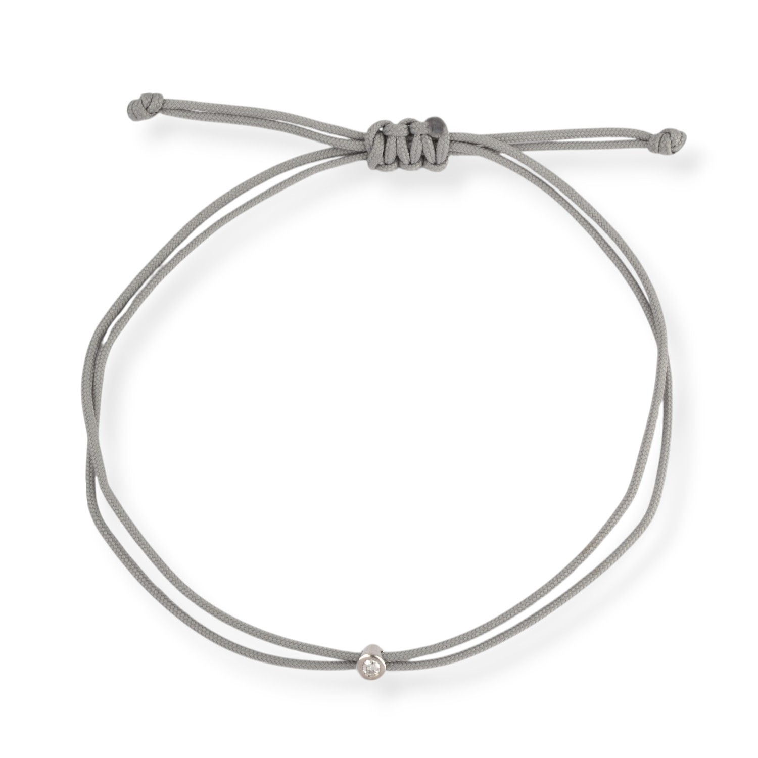 OMONA Double Eco Cord Armband grau mit 925 Silber und Diamant, Damen Armschmuck, 20cm Länge