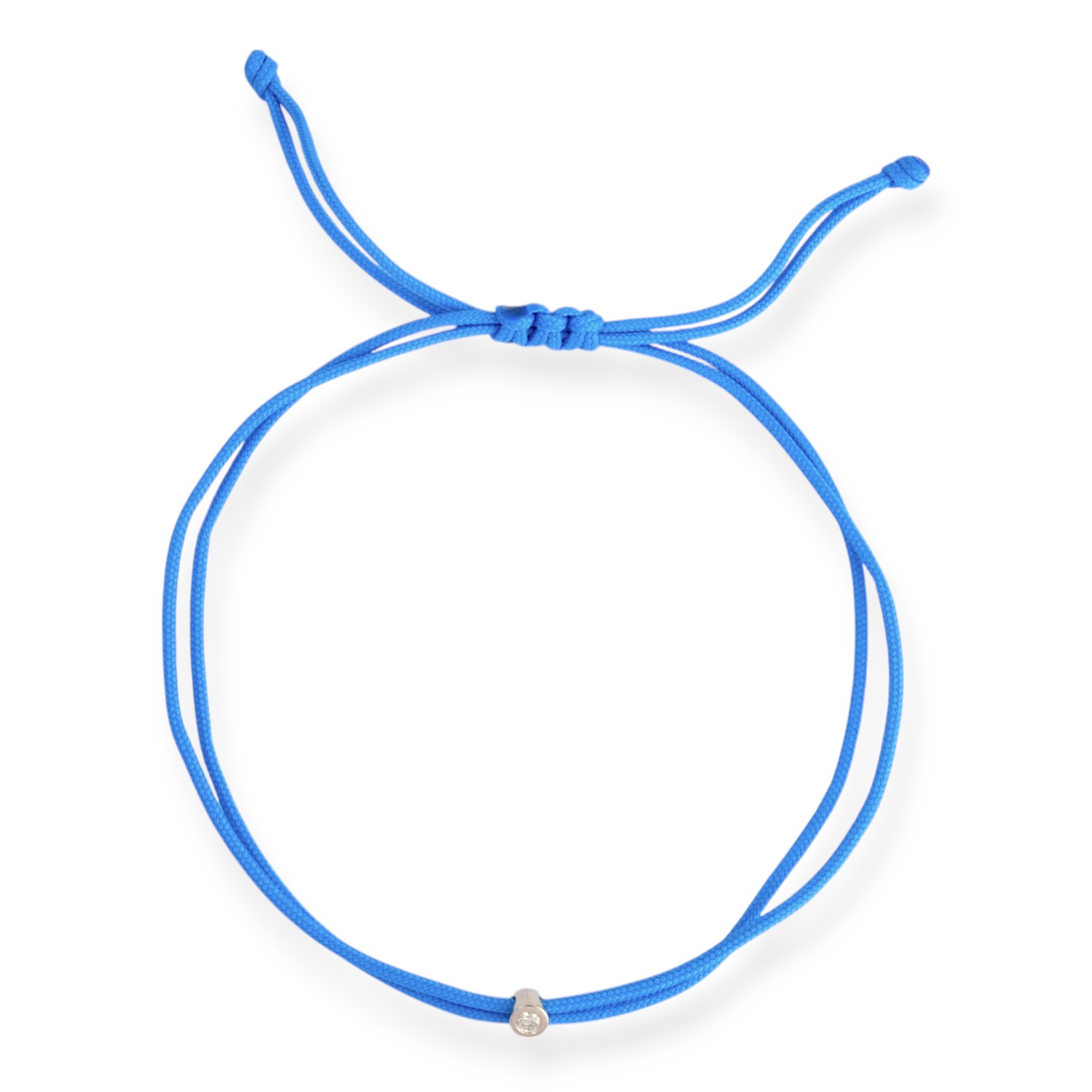 OMONA Double Eco Cord Armband Damen ozeanblau mit 925 Silber und Diamant 0,03 ct – stilvoller Armschmuck